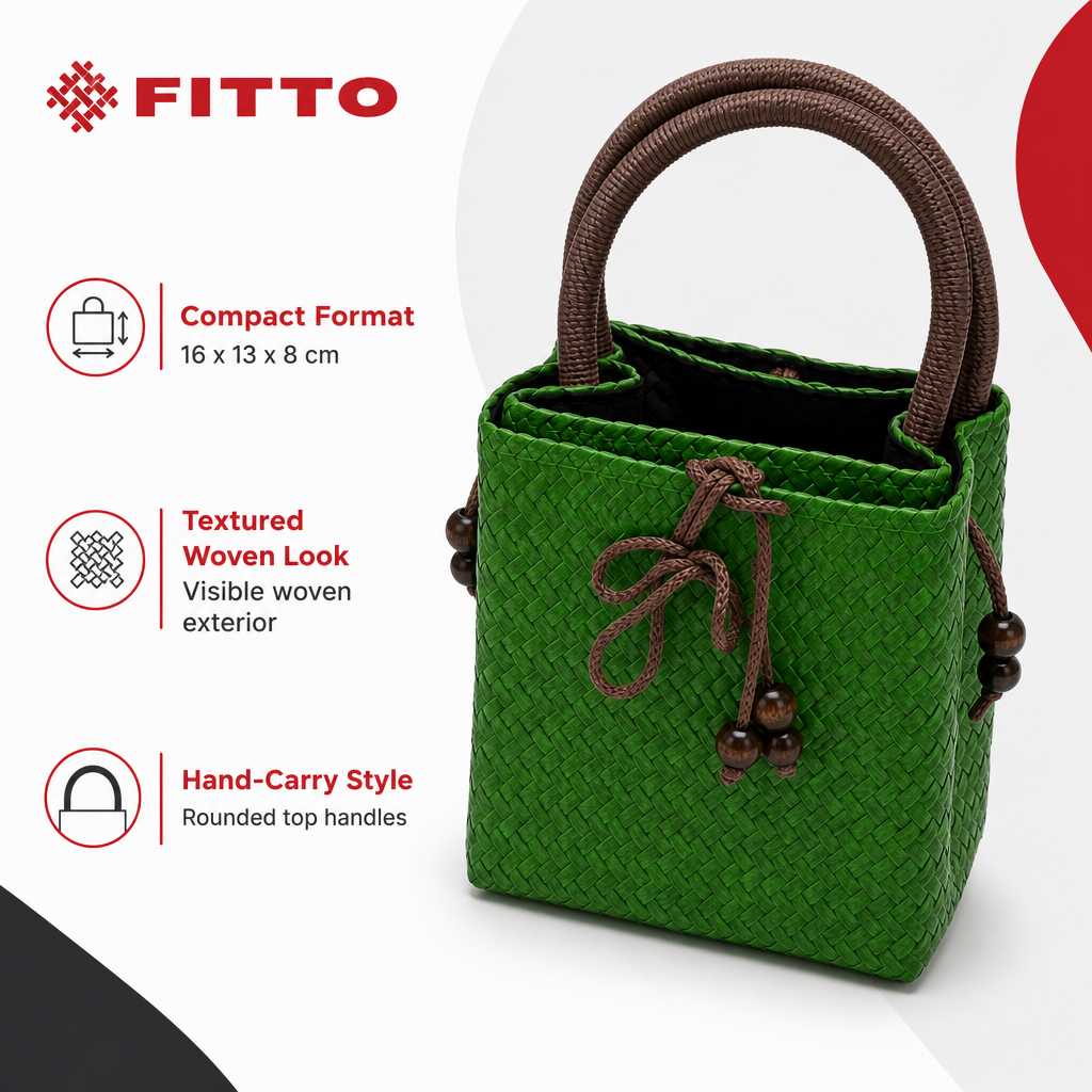72 Pieces Mini Woven Handbags with Top Handles, Green, 16 x 13 x 8 cm