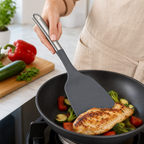 96 Pieces Nylon Turner, Solid Dark Gray Cooking Spatula, 33 cm