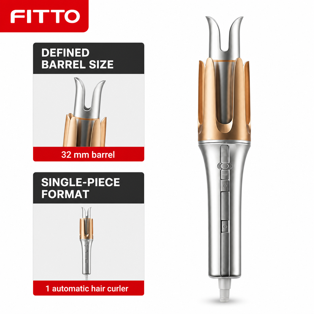 60 Pieces Automatic Hair Curler, 32 mm Silver Barrel, 1 Piece
