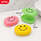 240 Pieces Pink Green and Yellow Smiley Plastic Soap Cases, 3 Pieces