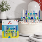 96 Pieces Birthday Cake Candle Set, Assorted Celebration Design, 14.5 cm
