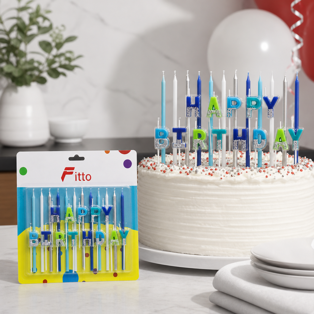 96 Pieces Birthday Cake Candle Set, Assorted Celebration Design, 14.5 cm