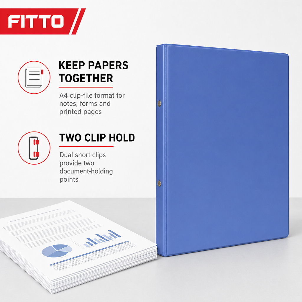 144 Pieces Blue A4 Dual Short Strong Clip File, 1 Piece