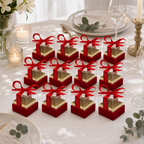 60 Pieces Red Square Acrylic Presentation Boxes with Ribbon, 6.5 x 6.5 x 7.2 cm, 12 Pieces