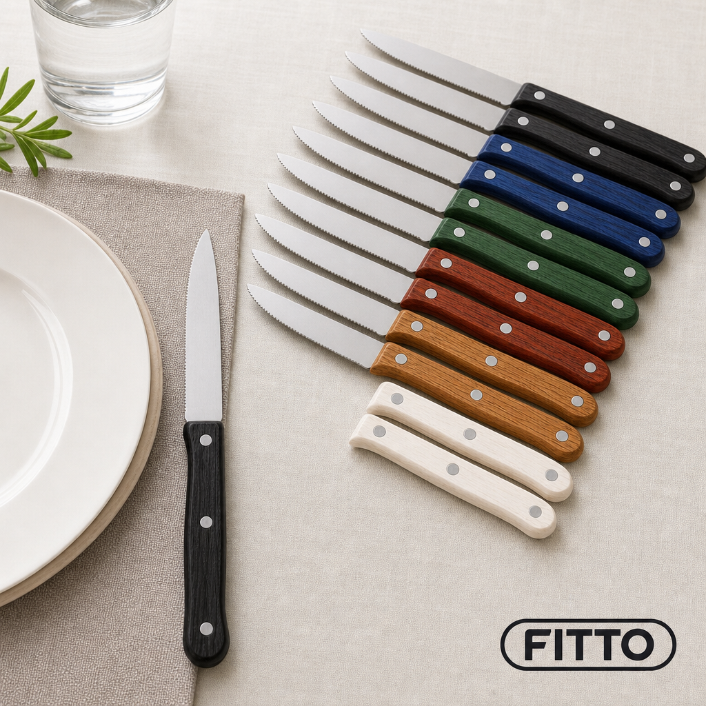 144 Pieces Stainless Steel Table Knife Set with Coloured Handles, 12-Piece