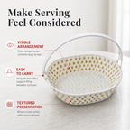 60 Pieces Oval Woven Serving Baskets with Handles, White, 38 x 28 x 12 cm