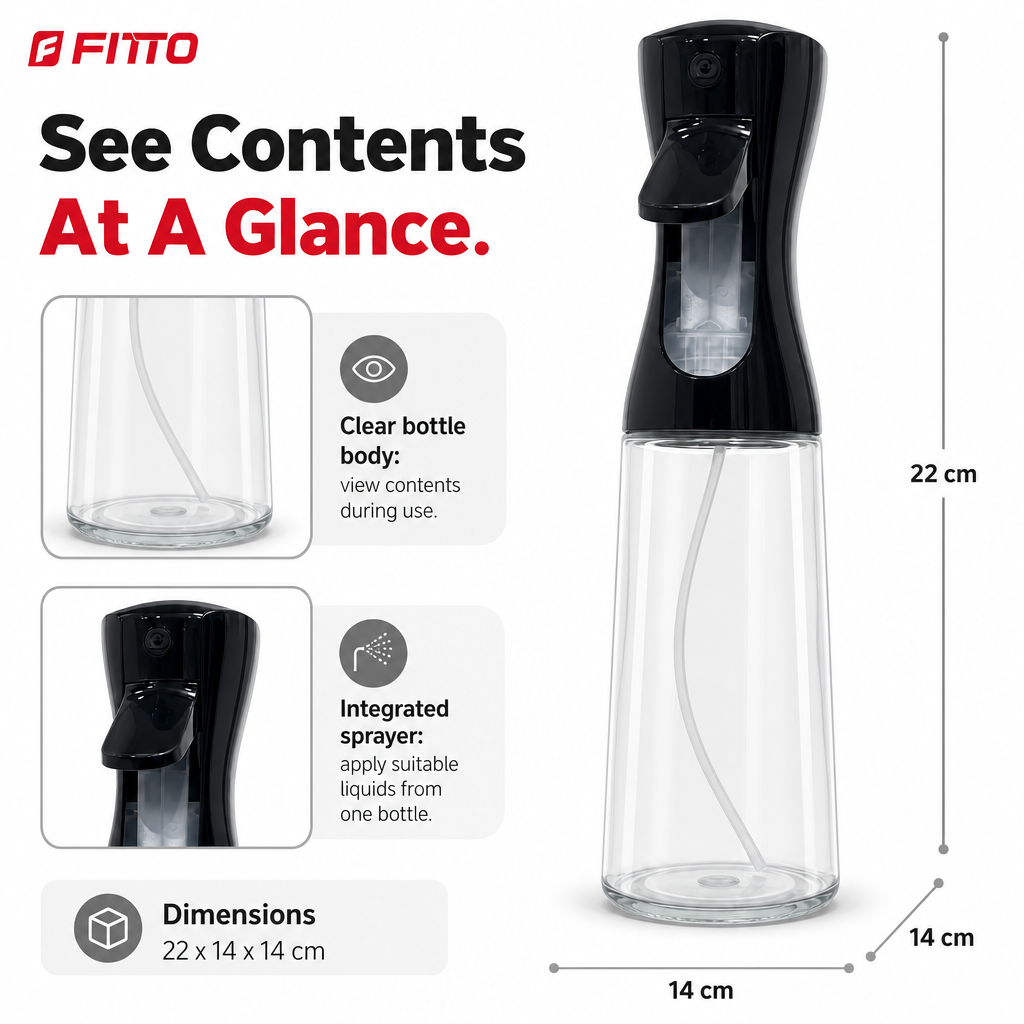 96 Pieces Spray Bottle with Clear Bottle Body and Black Sprayer, 1 Piece, 22 x 14 x 14 cm