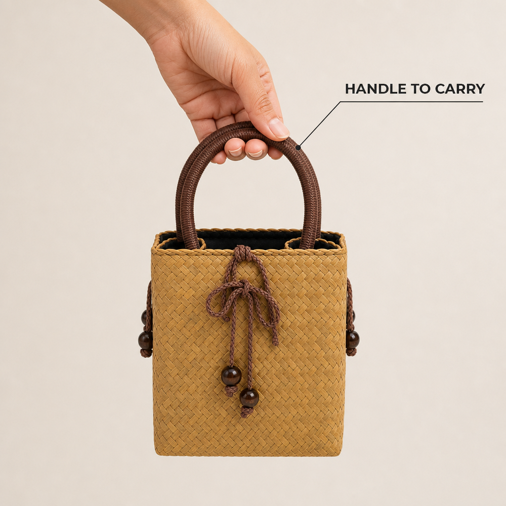72 Pieces Mini Woven Handbags with Top Handles, Tan, 16 x 13 x 8 cm