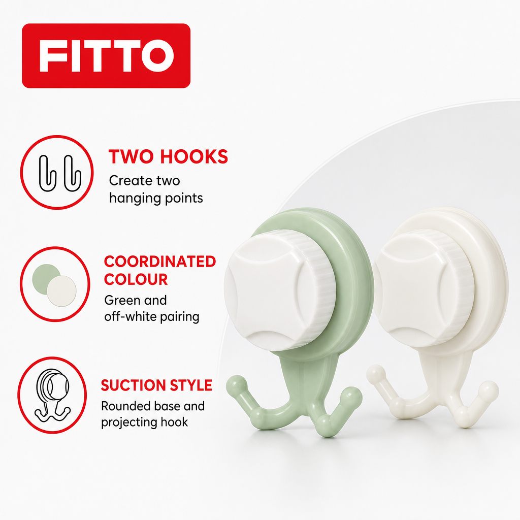 120 Pieces Suction Hooks, Green and Off-White Double Wall Hooks, 2 Pieces