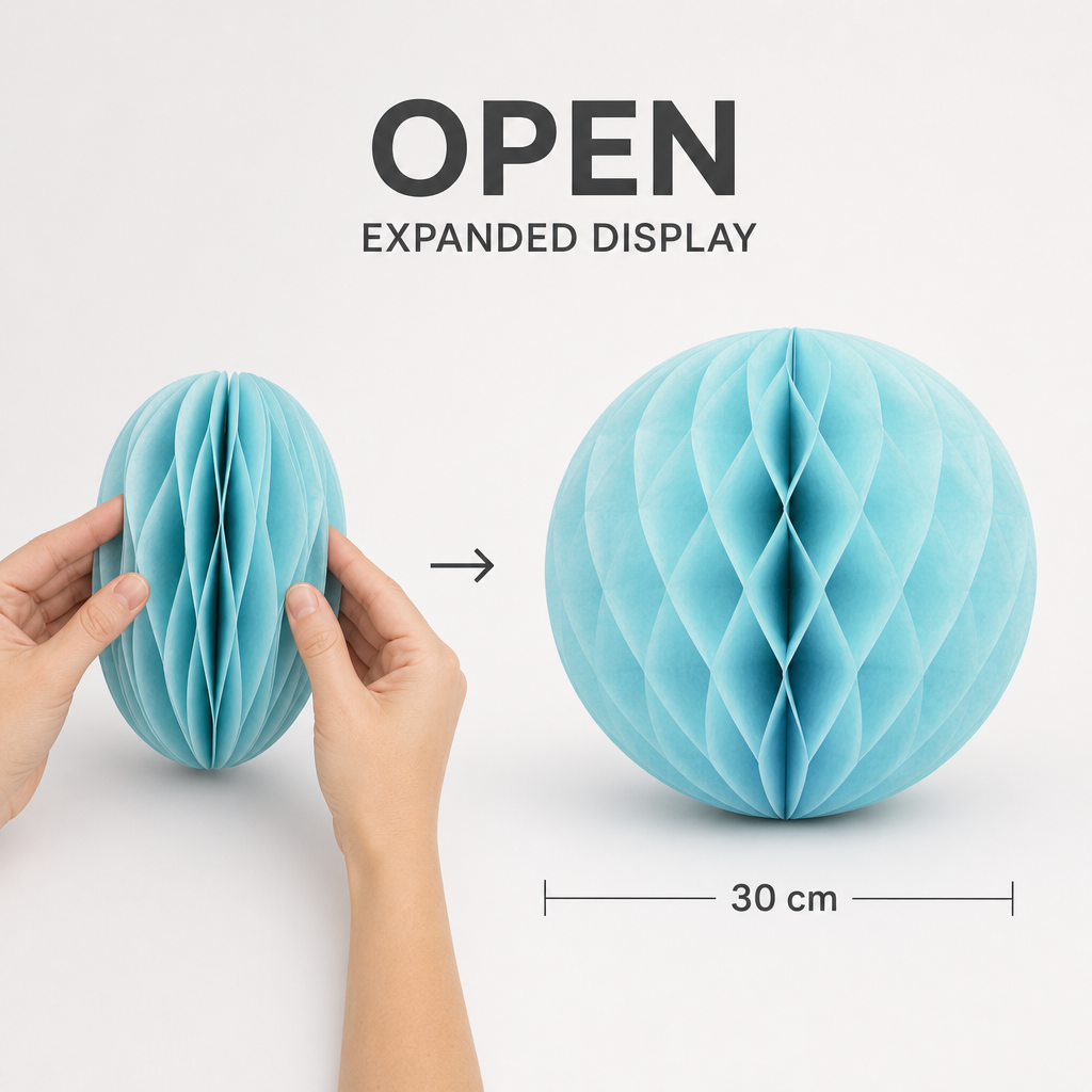 240 Pieces Light Blue Paper Honeycomb Ball Decoration, 30 cm, 1 Piece