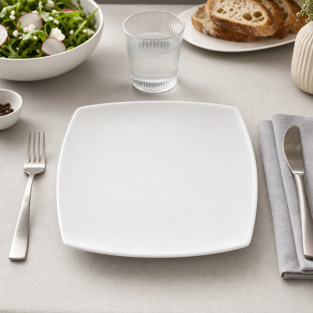 96 Pieces Dinner Plate, White, 13 Inch Rectangular Tablewares, Single Plate
