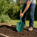96 Pieces D-Handle Pointed Garden Shovel, 72 cm, Green with Natural Wood Handle, 1 Piece