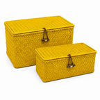 60 Pieces 2-Piece Rectangular Woven Storage Box Set with Lids, 25 x 18 cm and 20 x 15 cm