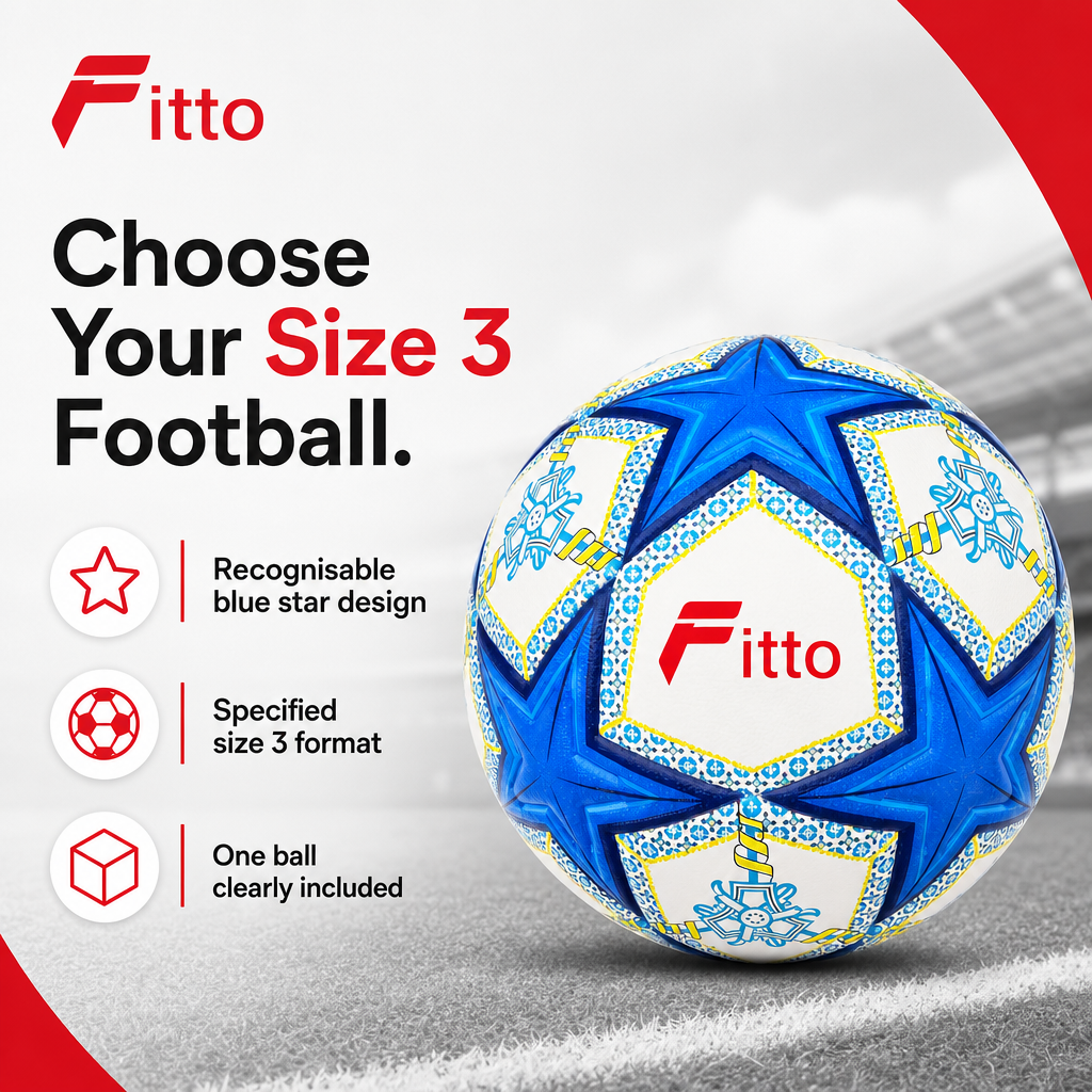 60 Pieces Size 3 Football, Blue Star Design, Single Ball for Training and Outdoor Play