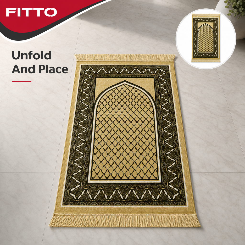 72 Pieces Gold Decorative Prayer Mats, Turkish Style, Geometric Design, 36 x 28 cm