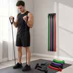 48 Pieces 4-in-1 Resistance Bands Set with Handles and Door Buckle, Four-Color Exercise Bands for Home Workouts