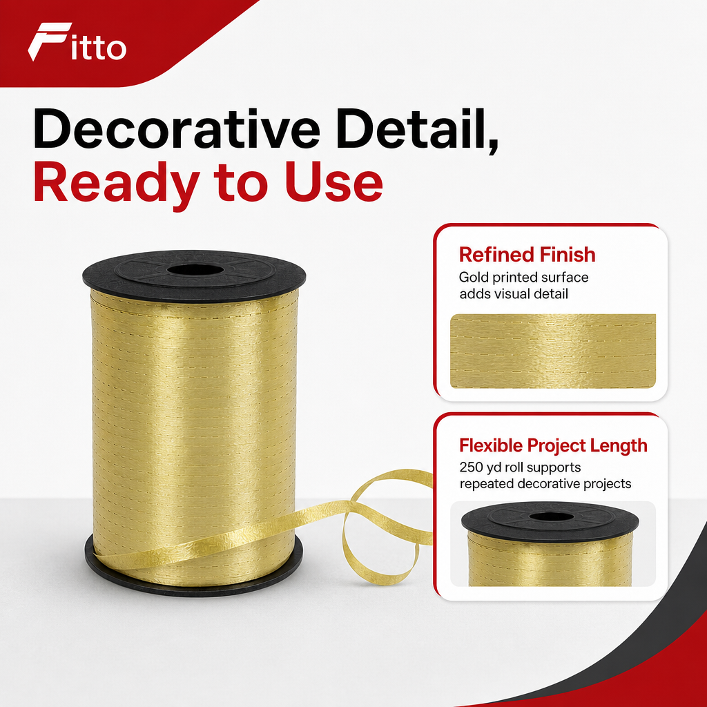 120 Pieces Gold Printed Ribbon Roll, 5 mm x 250 yd