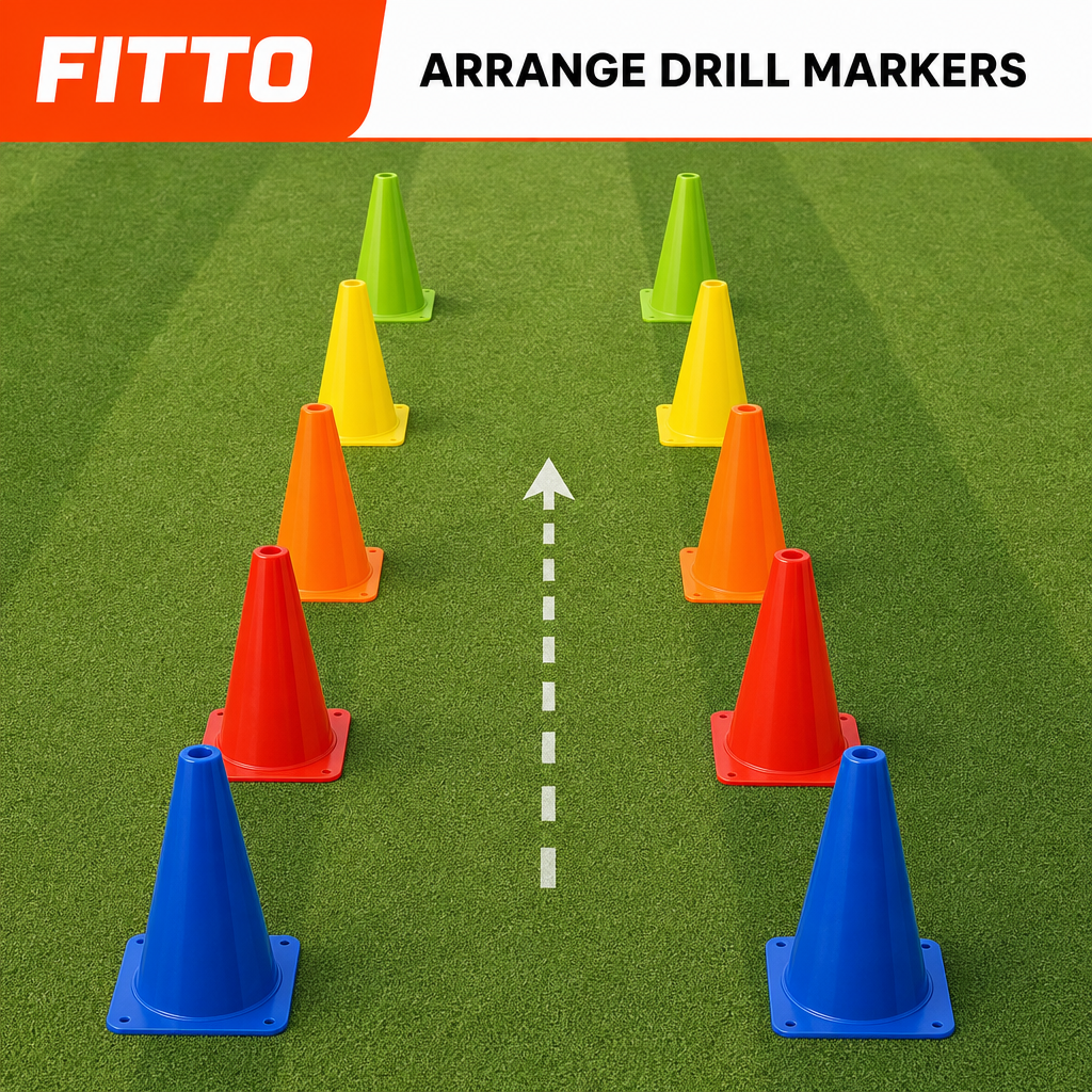 96 Pieces Plastic Training Cones, 23 cm, Multicolor, 10-Piece Pack for Sports Practice and Drills