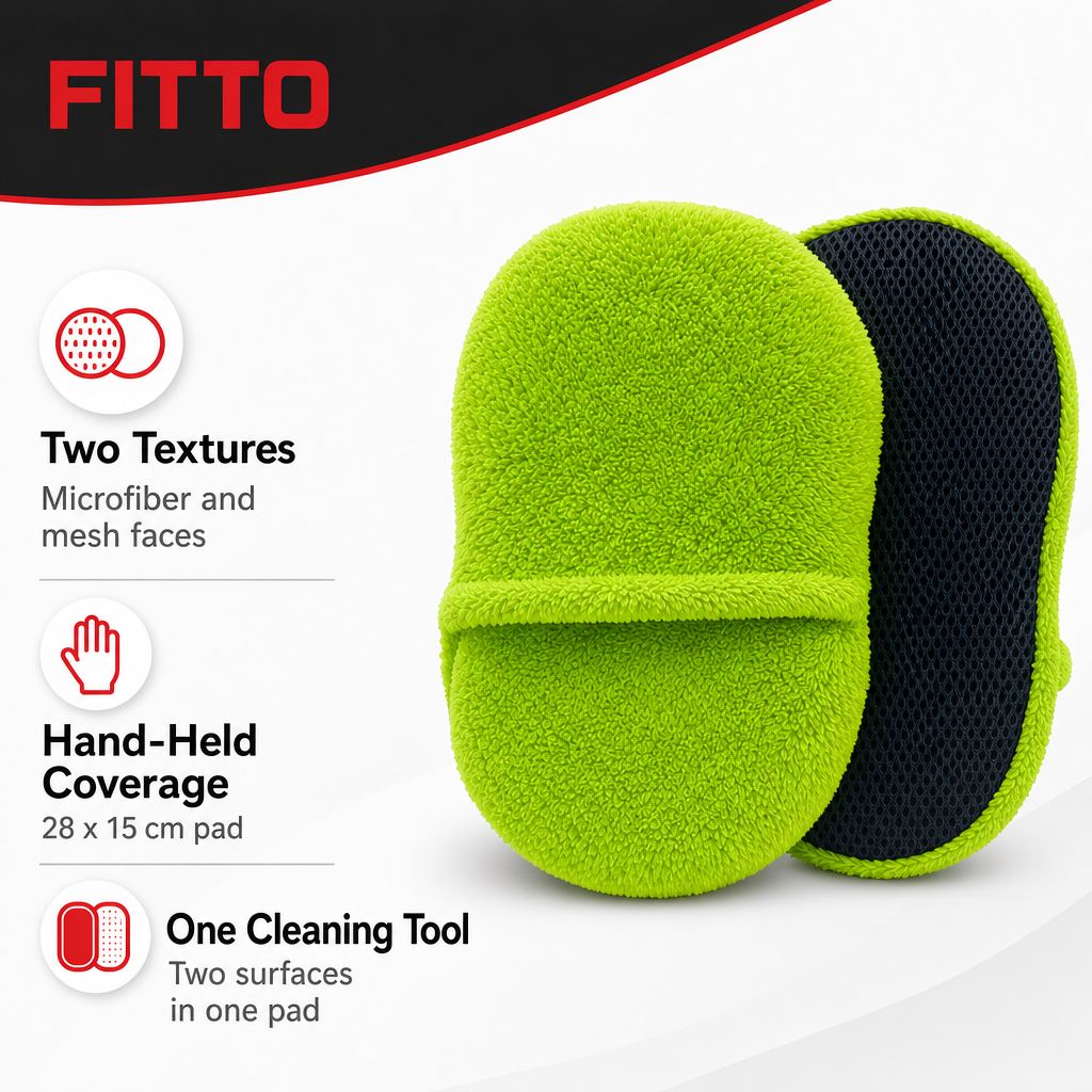 96 Pieces 2-in-1 Microfiber Car Wash Pad, Green, Dual-Surface Cleaning Design, 28 x 15 cm
