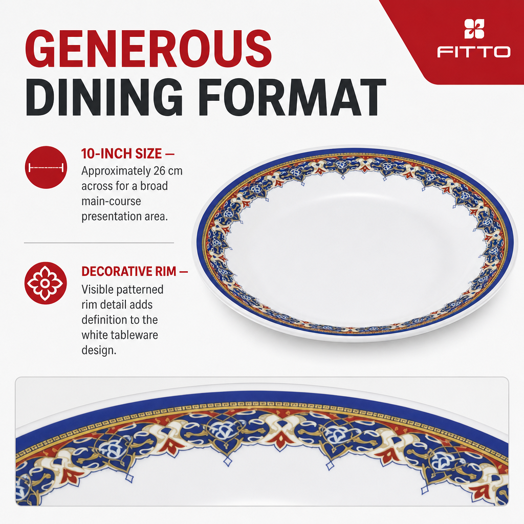 120 Pieces Melamine Dinner Plate, 10 Inch, White