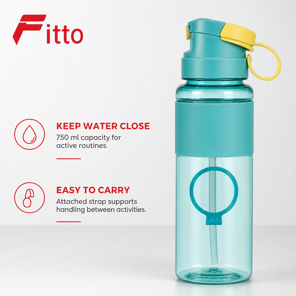 96 Pieces Plastic Sports Water Bottles with Carry Strap, 750 ml, Teal and Yellow, 1 Piece