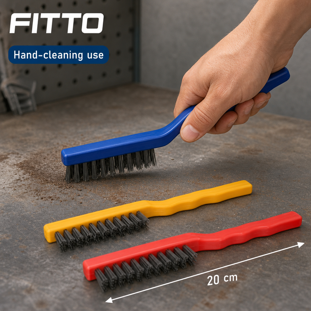 120 Pieces Wire Brush Set, 20 cm, Red Yellow Blue, 3 Pieces for Hand Cleaning and Surface Preparation
