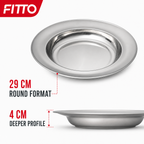 96 Pieces Stainless Steel Soup Plate, Round 29 cm, Raised Rim Serving Dish