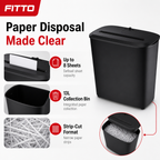 48 Pieces Paper Shredders, Strip-Cut, Up to 8 Sheets, 13L Collection Bin, 35 x 25 x 40 cm
