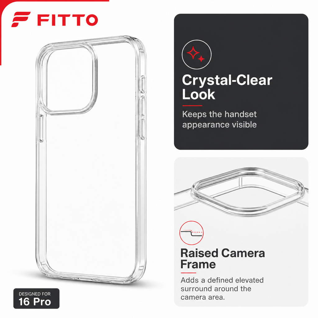 144 Pieces Crystal Clear Transparent Phone Cases for 16 Pro with Raised Camera Frame