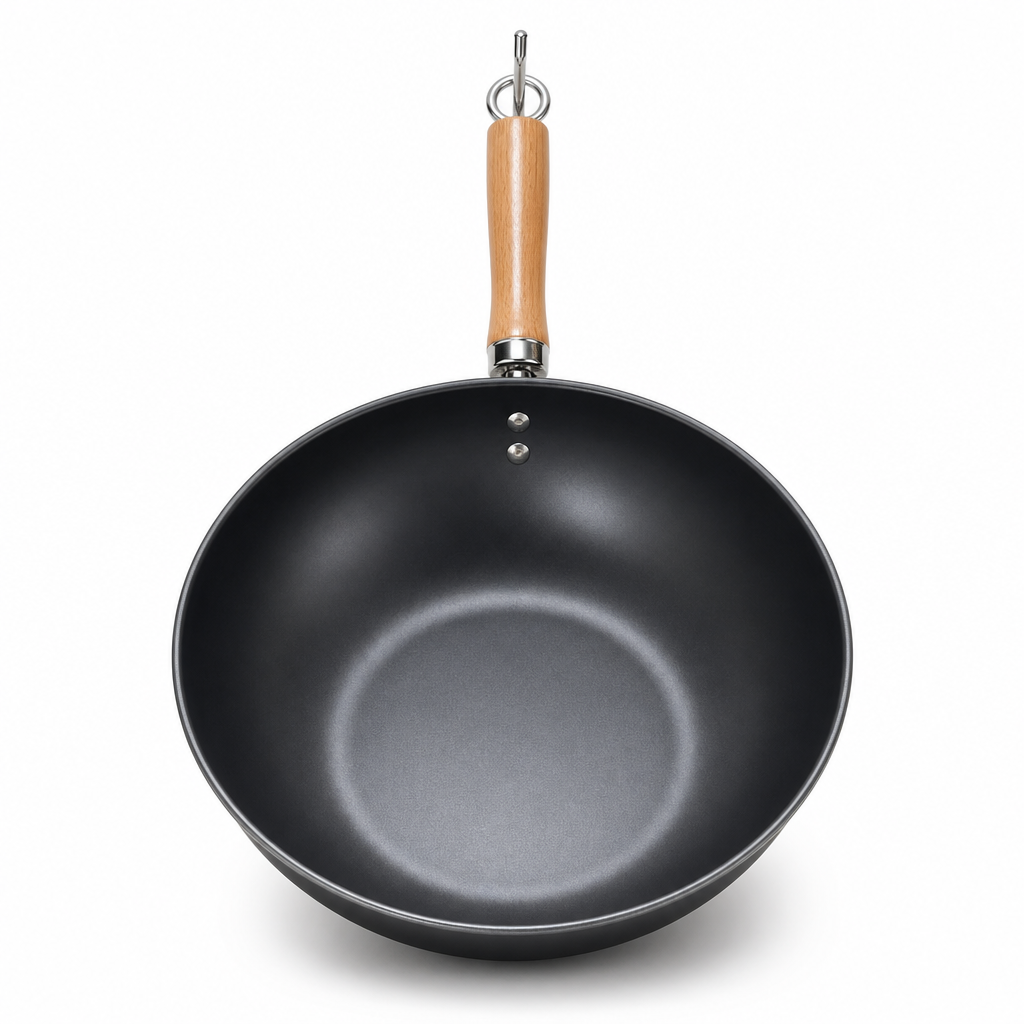 72 Pieces Non-Stick Wok Frying Pan with Wooden Handle, 30 cm