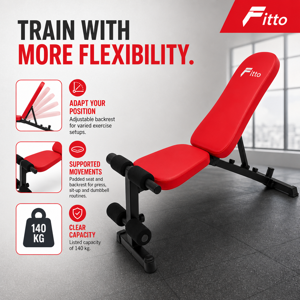 48 Pieces Adjustable Weight Benches with Steel Frame, Padded Backrest, Red, 140 kg Capacity