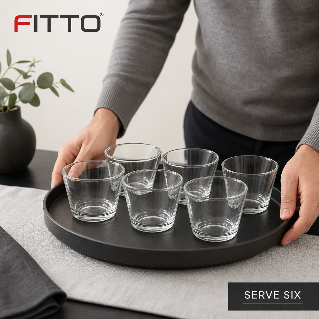 96 Pieces Clear Glass Cawa Cups, Smooth Rounded Design, 6-Piece Set