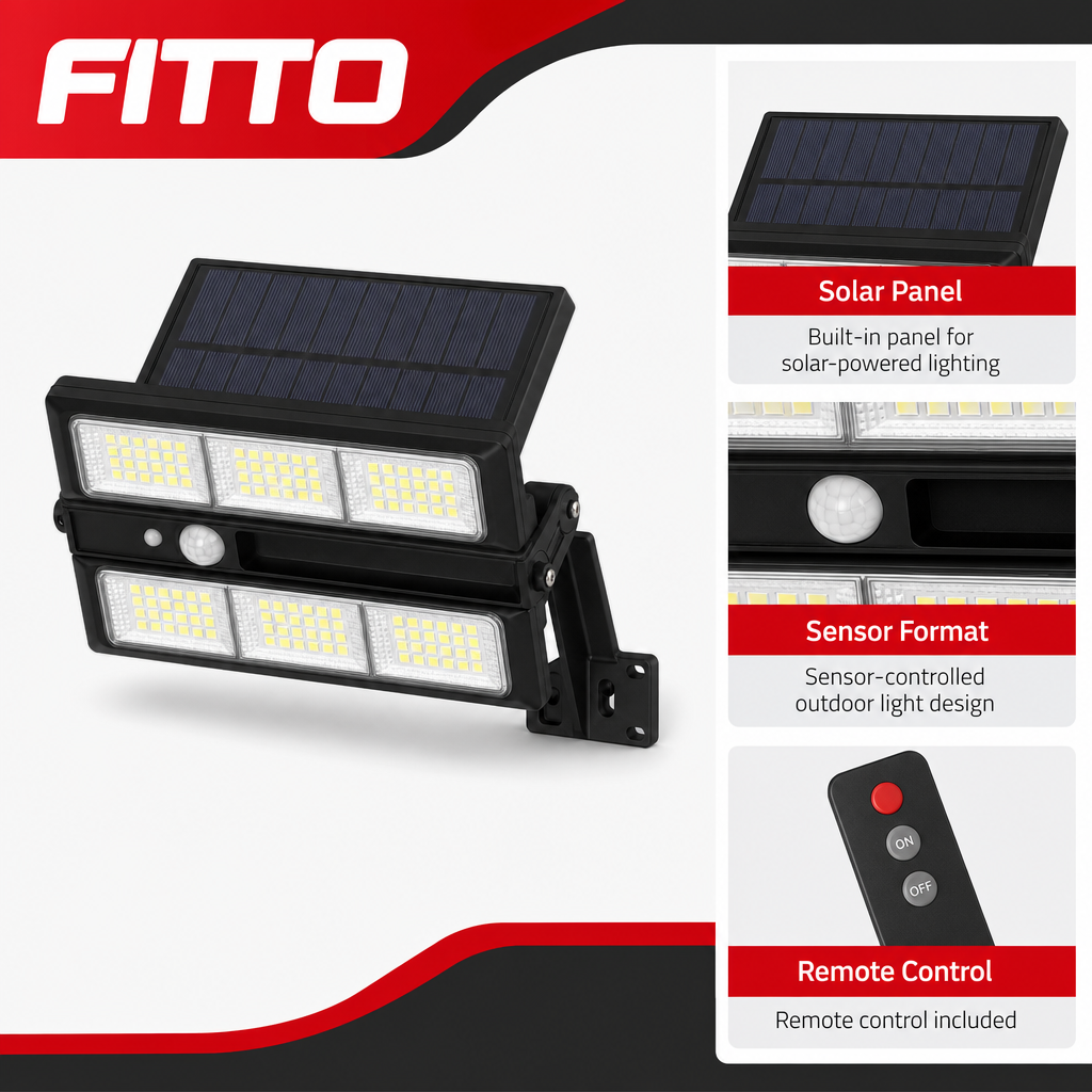 72 Pieces Solar Sensor LED Outdoor Light with Remote Control, Black, 1 Piece