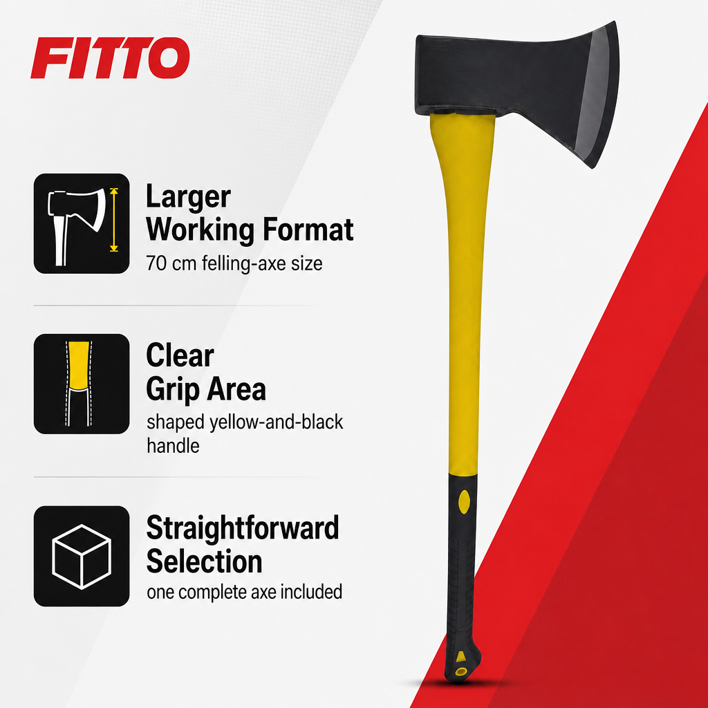60 Pieces Felling Axe, 70 cm, Black and Yellow, 1 Piece