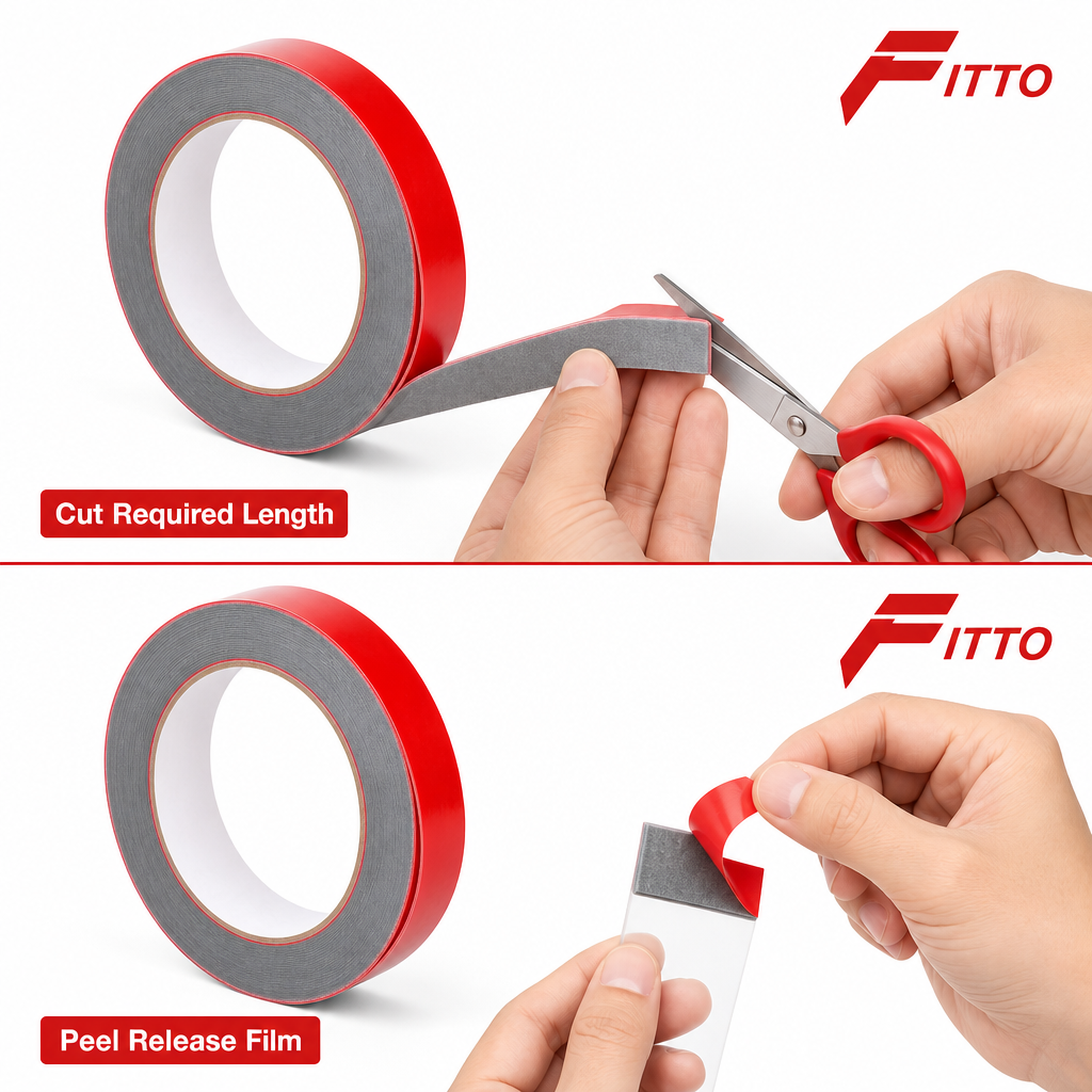 120 Pieces Grey Double-Sided Mounting Tape with Red Release Film, 15 mm x 12 m