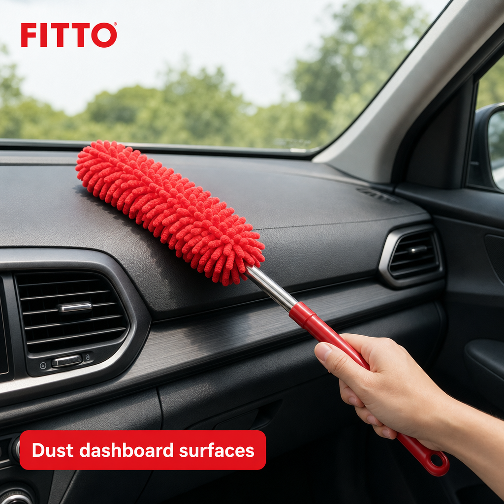 96 Pieces Car Duster, Microfiber Chenille Cleaning Brush with Extendable Handle, Red, 65 cm