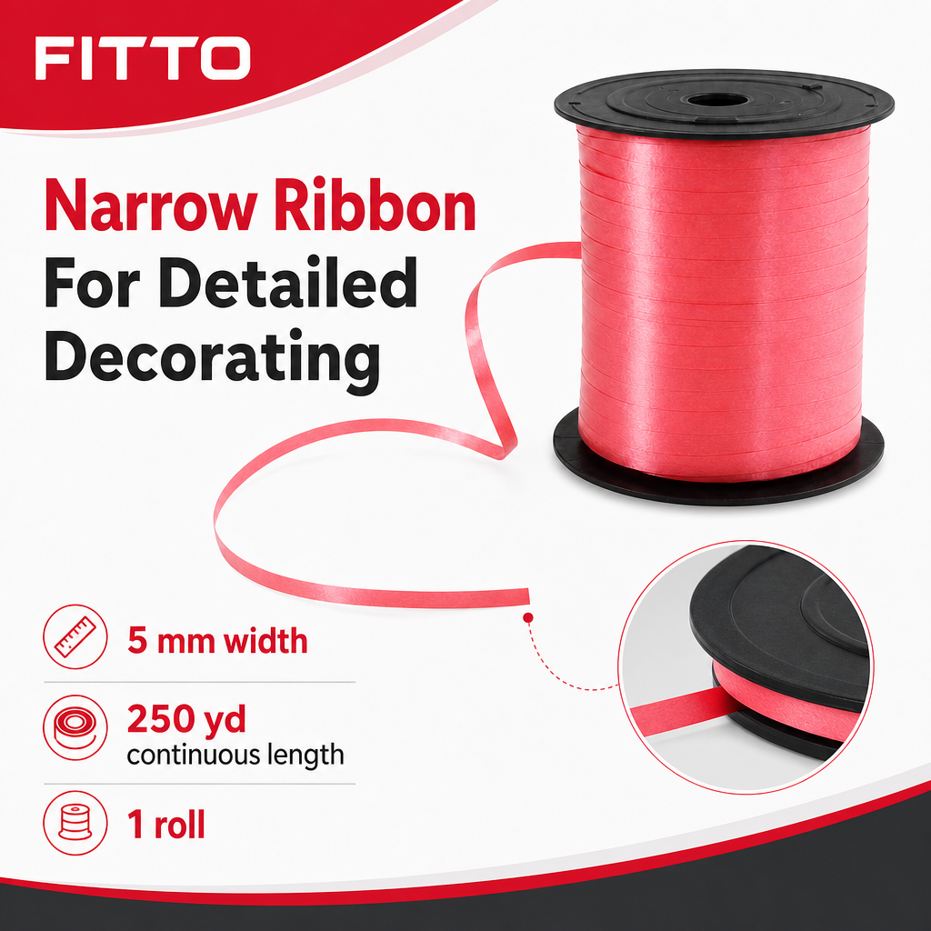 144 Pieces Light Red Ribbon Roll, 5 mm x 250 yd, Standard Decorative Ribbon for Crafting and Wrapping