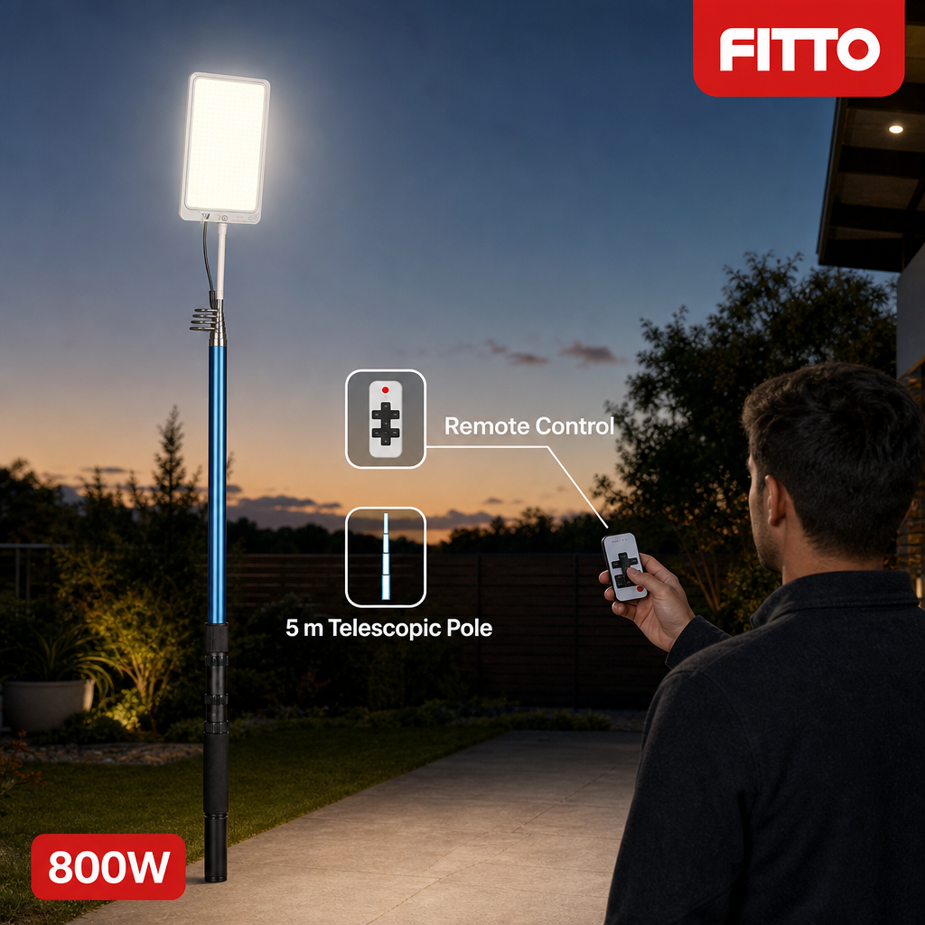 48 Pieces Outdoor Multifunction LED Lights, 800W, 5 m Telescopic Pole and Remote Control