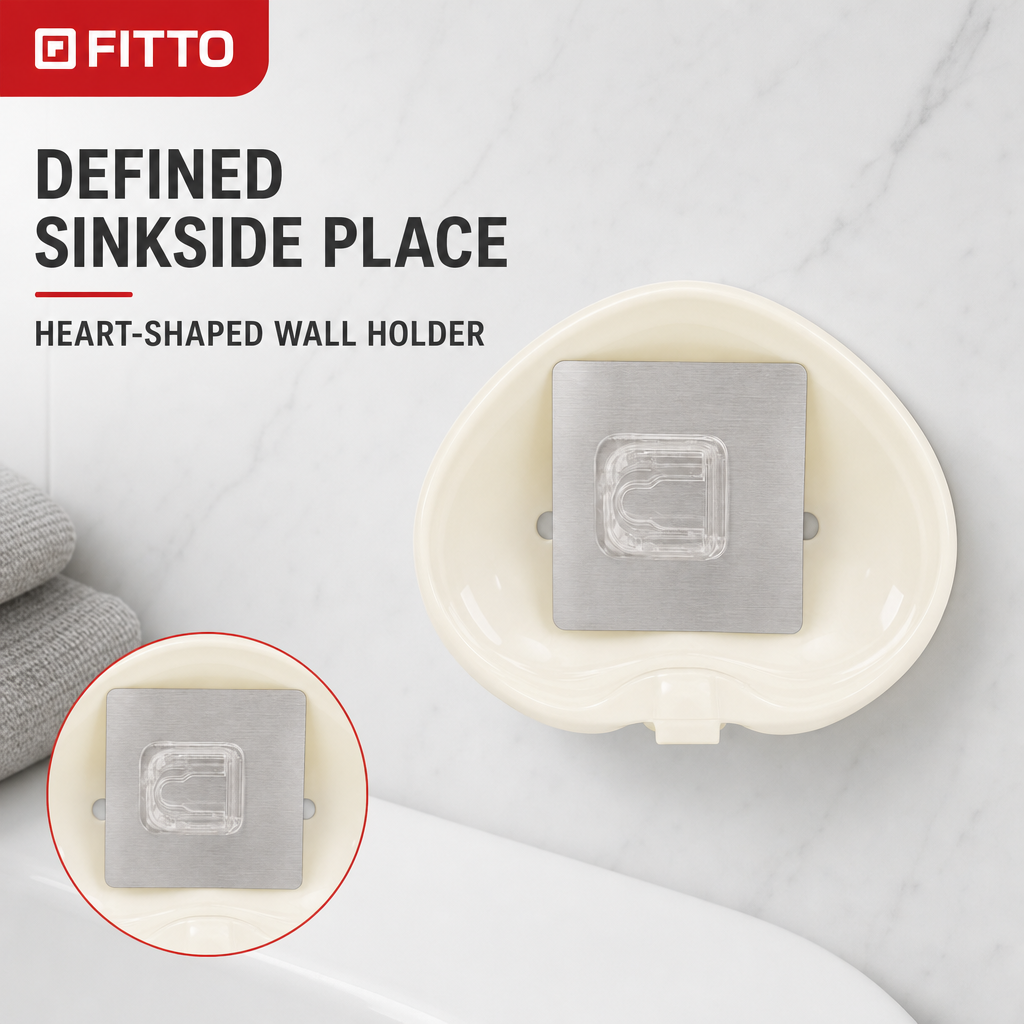 144 Pieces Adhesive Wall-Mounted Soap Holder, Heart-Shaped Off-White Soap Boxes, 1 Piece
