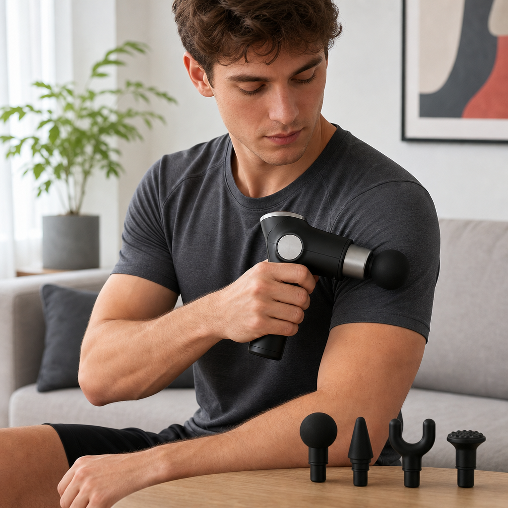 48 Pieces Mini Massage Gun with 4 Massage Heads, Handheld Body Massagers, Black