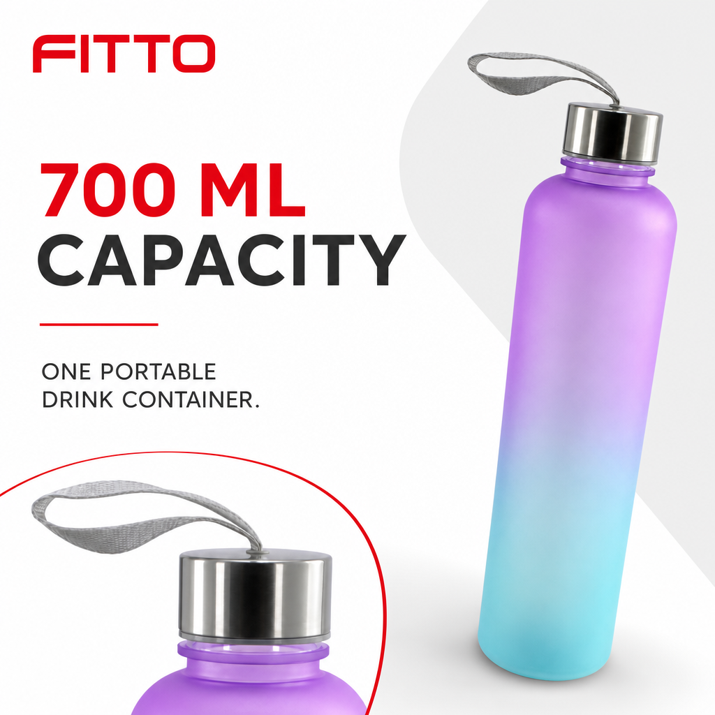 120 Pieces Assorted Colour 700 ml Gradient Plastic Water Bottle with Carry Loop, 1 Piece