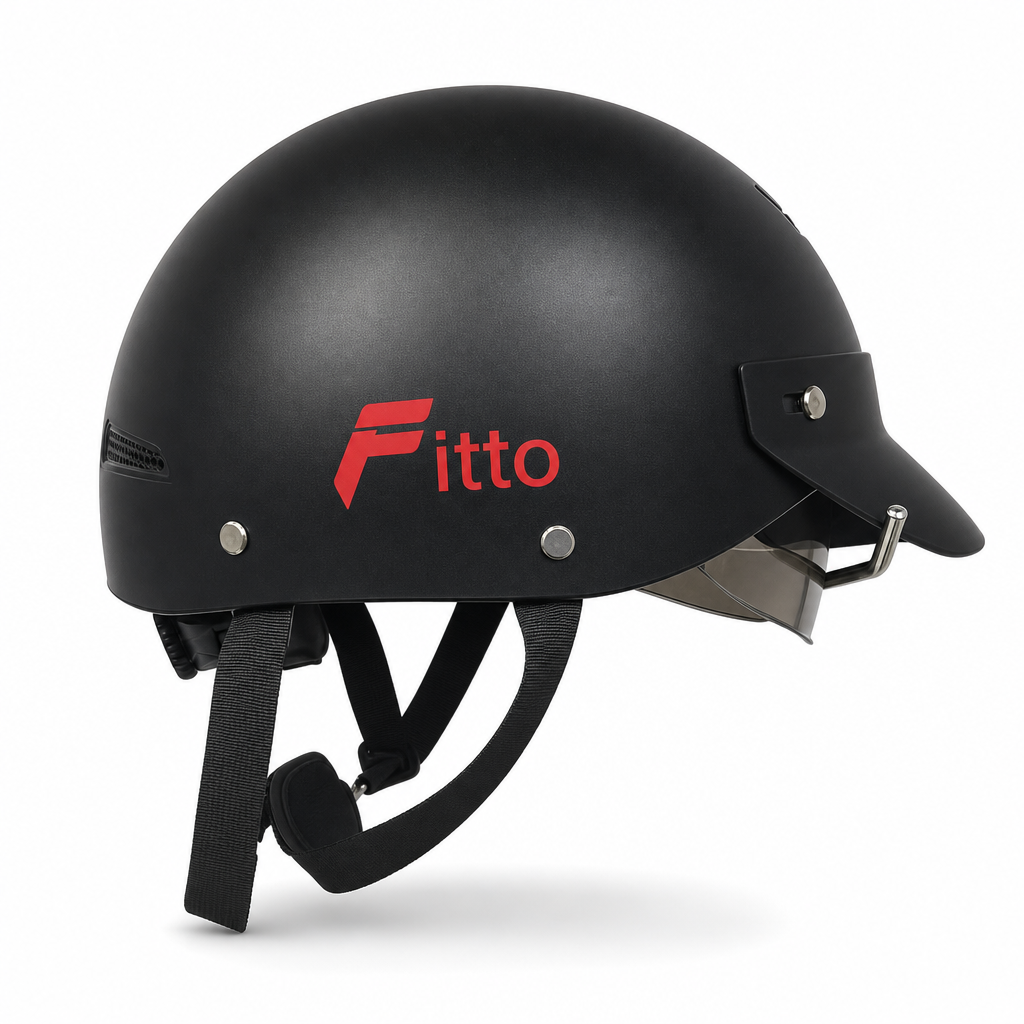 72 Pieces Half-Face Motorcycle Helmets with Sun Visor, Black, 1 Piece