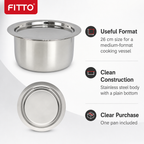 48 Pieces Stainless Steel Cooking Pan with Plain Bottom, 26 cm