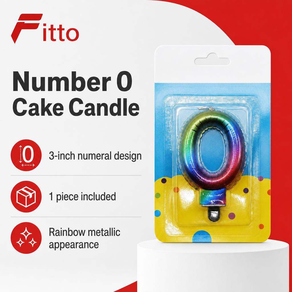240 Pieces Rainbow Metallic Number 0 Cake Candle, 3 in, 1 Piece