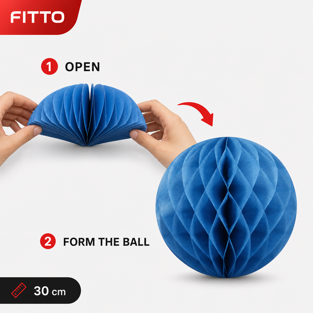 240 Pieces Blue Paper Honeycomb Ball Decoration, 30 cm, 1 Piece