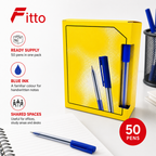 72 Pieces Ball Pens, Blue Ink, 50 Pack for Office, School and Desk Writing