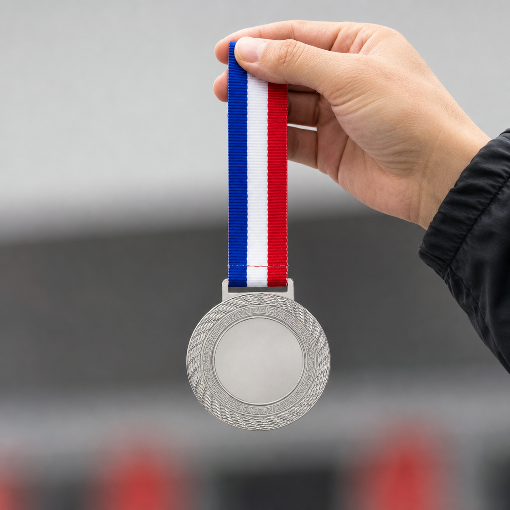 144 Pieces Plain Sports Medal with Ribbon, Gold Silver or Bronze Finish, 10 x 8 cm