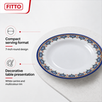 144 Pieces Melamine Dinner Plate, 7 Inch, Round White Plate with Decorative Rim