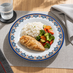 120 Pieces Melamine Dinner Plate, 9 Inch, White With Blue Decorative Border