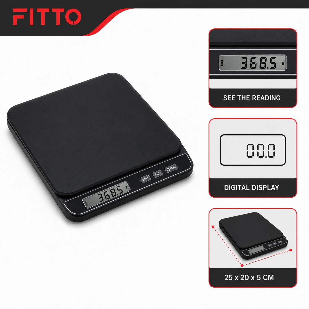 96 Pieces Digital Kitchen Scale with LCD Display, Black, 25 x 20 x 5 cm